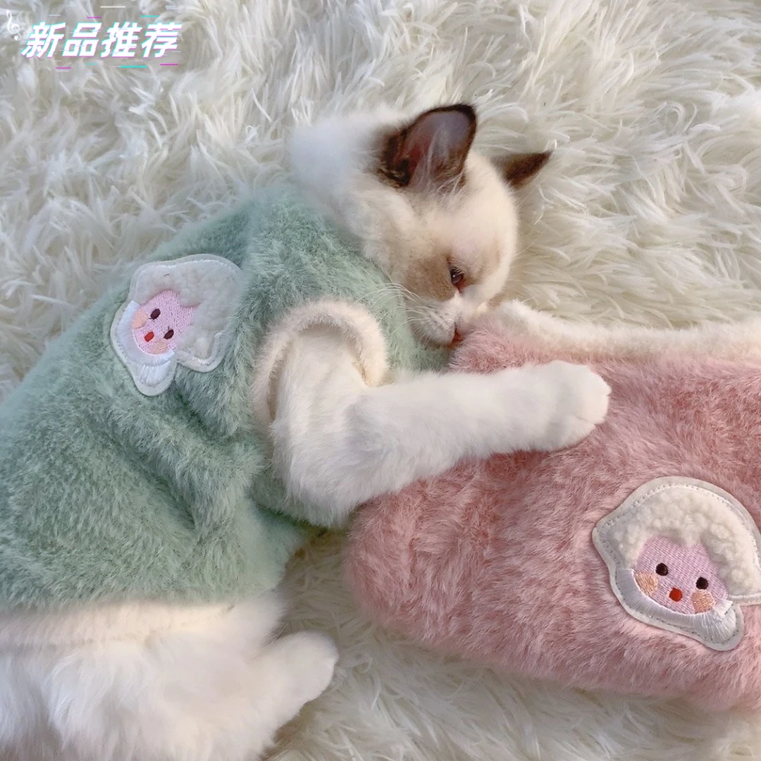 可爱秋冬季猫咪衣服狗狗保暖加厚背心防掉毛布偶宠物衣服小型犬