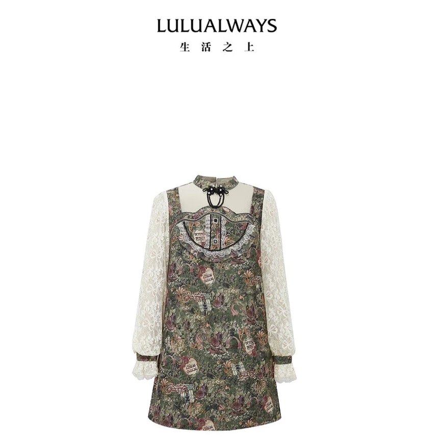 LULUALWAYS24冬季新款优雅复古宽松显瘦短款直筒连衣裙女