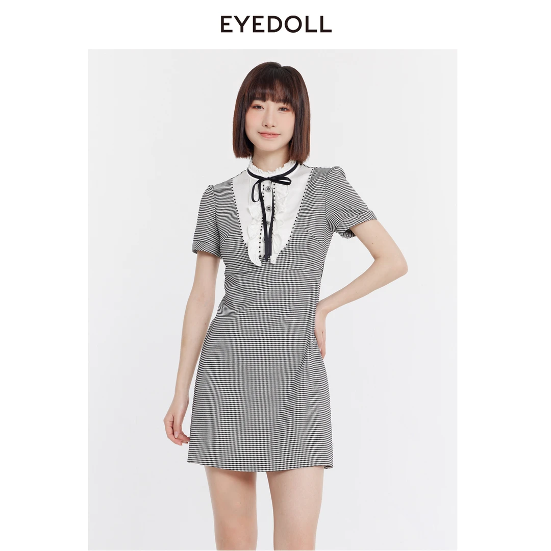 【商场同款】24夏季新款优雅气质端庄通勤格子拼接连衣裙EPB502K