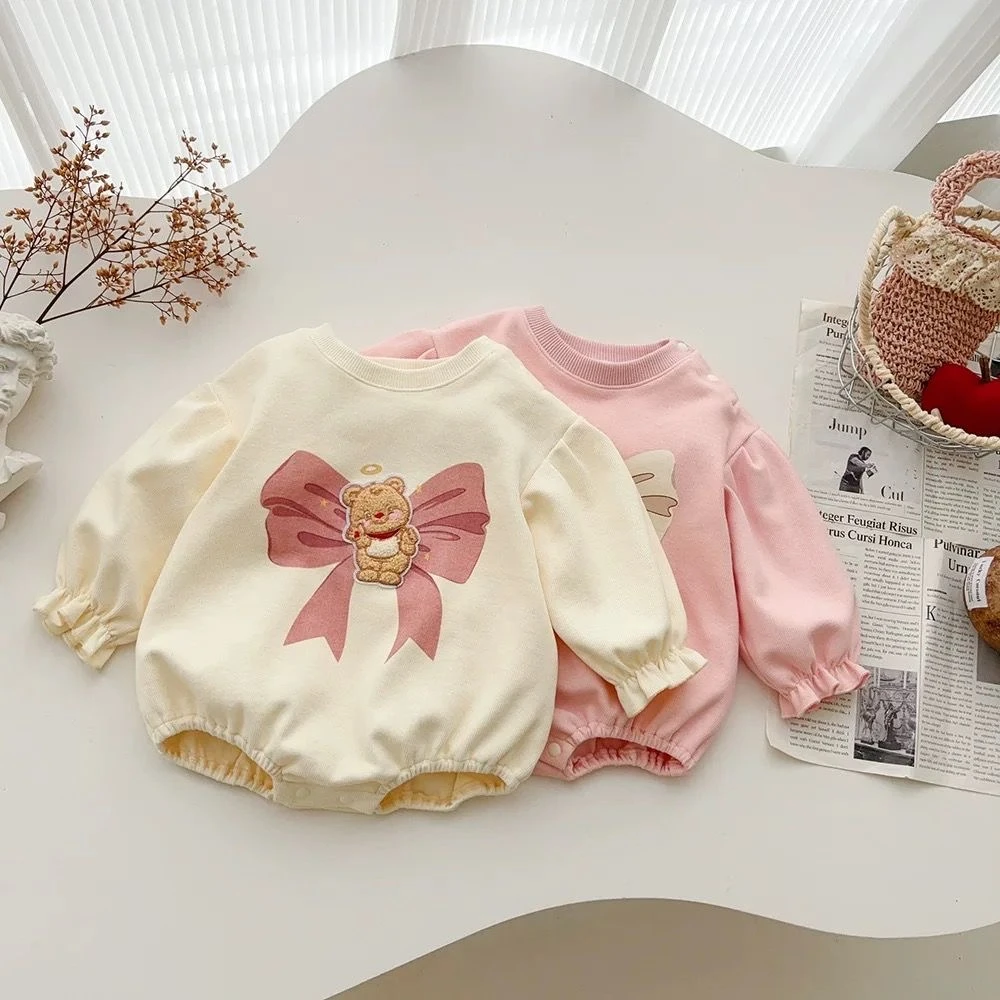 婴儿衣服公主包屁衣春秋季女宝宝洋气白天满月哈衣外出连体衣