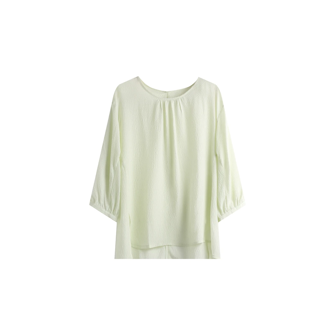 【圈圈】【横条绉】新款桑蚕丝时尚衬衫 YJHY-622045 针织休闲夏