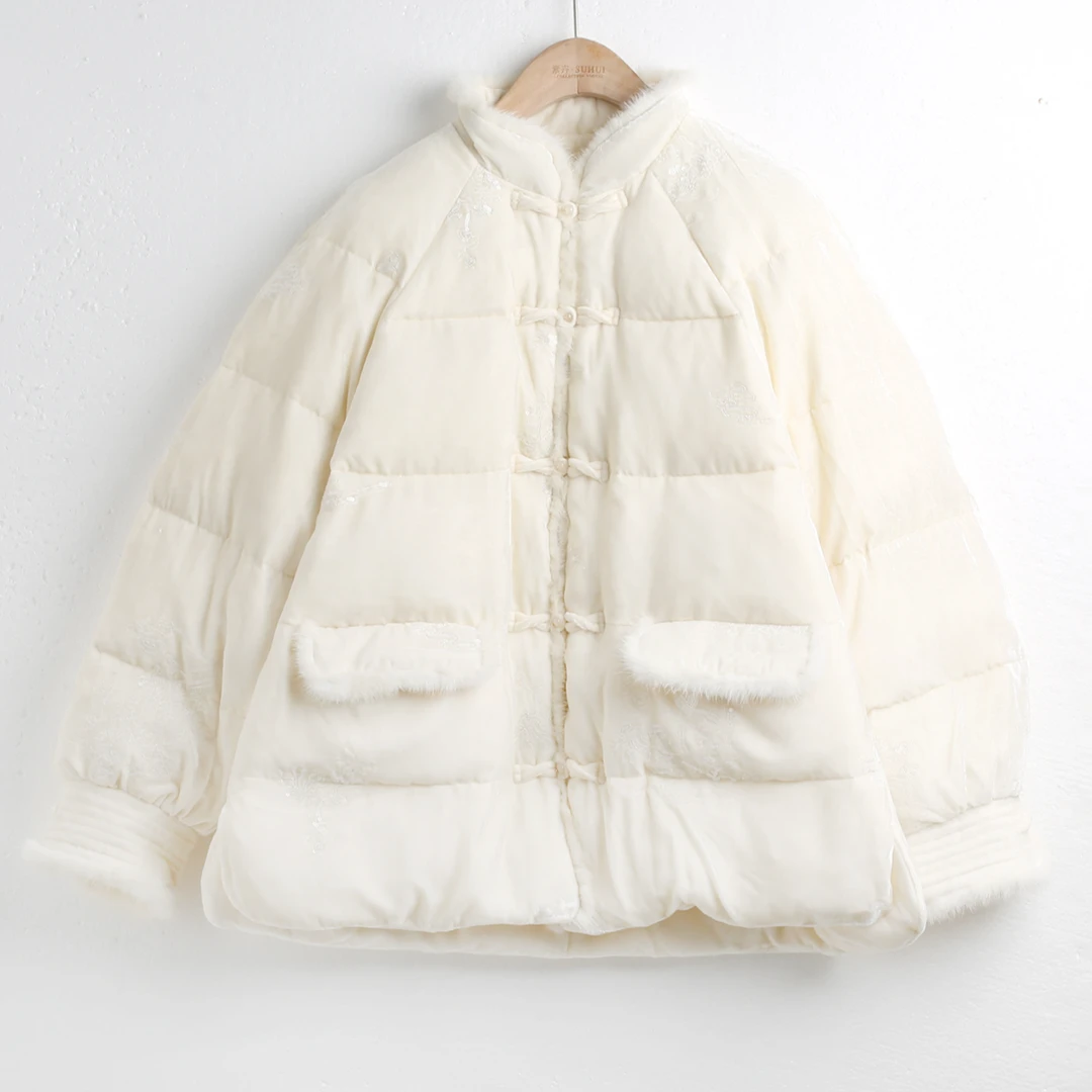 【金多乾】新款冬季真丝丝绒珠片绣花绒服  MH-W526