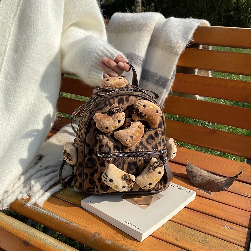 网红时尚休闲百搭潮流韩版双肩包女双肩背女士少女学生毛绒印花