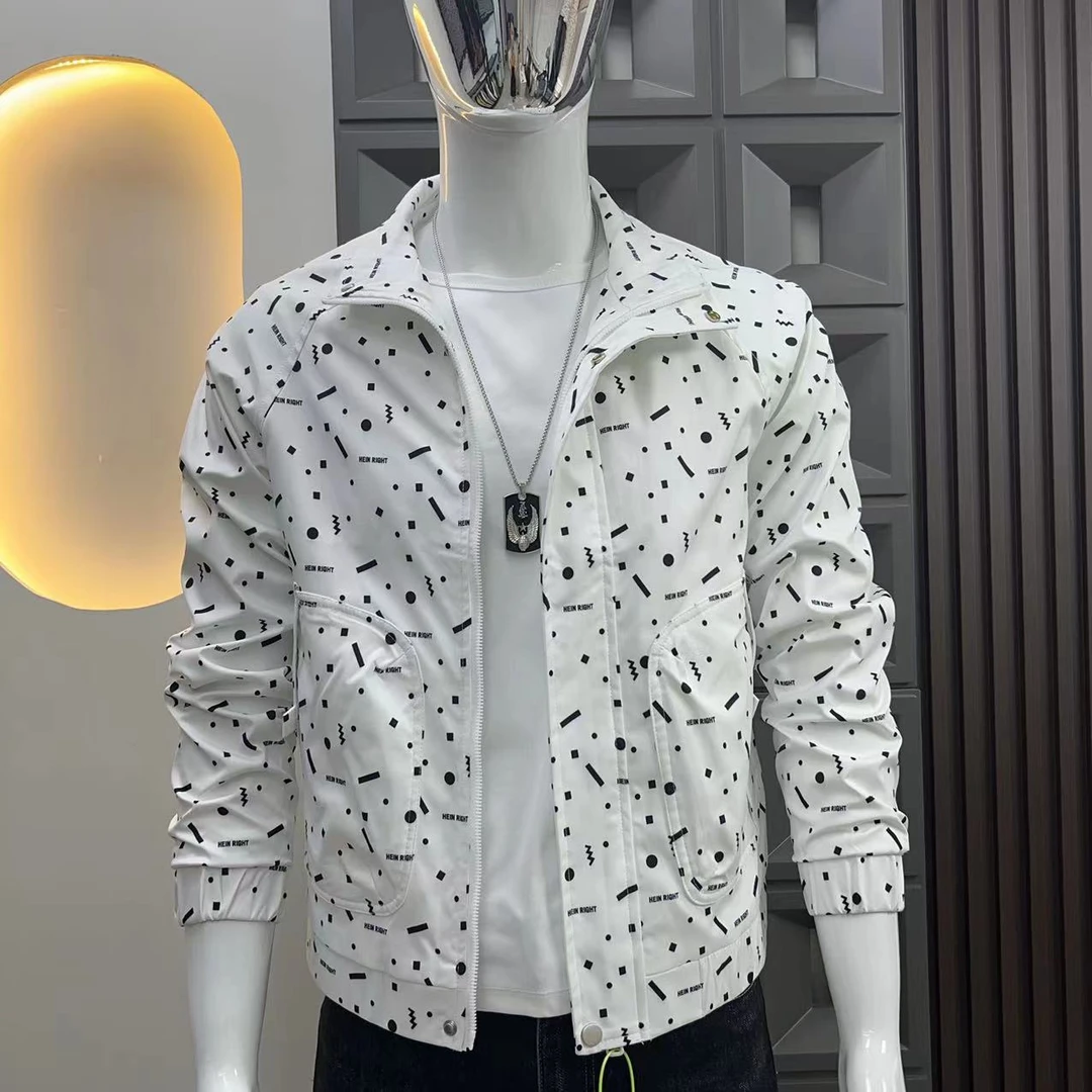 春秋新款男士夹克外套时尚韩版修身薄款高级感帅气百搭潮牌