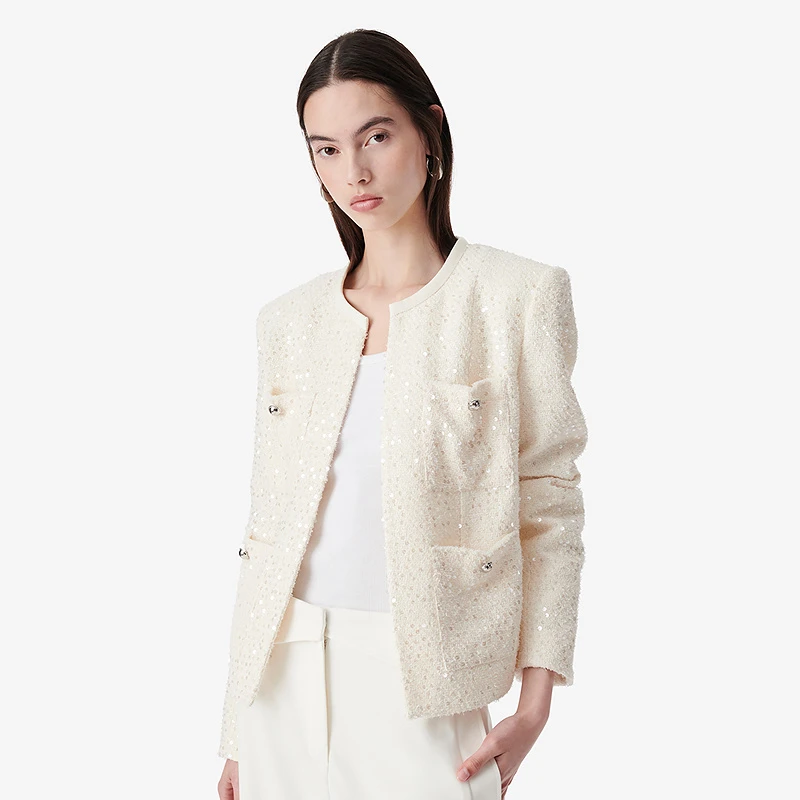 IRO Night 25早春新款法式派对亮片小香风圆领长袖外套