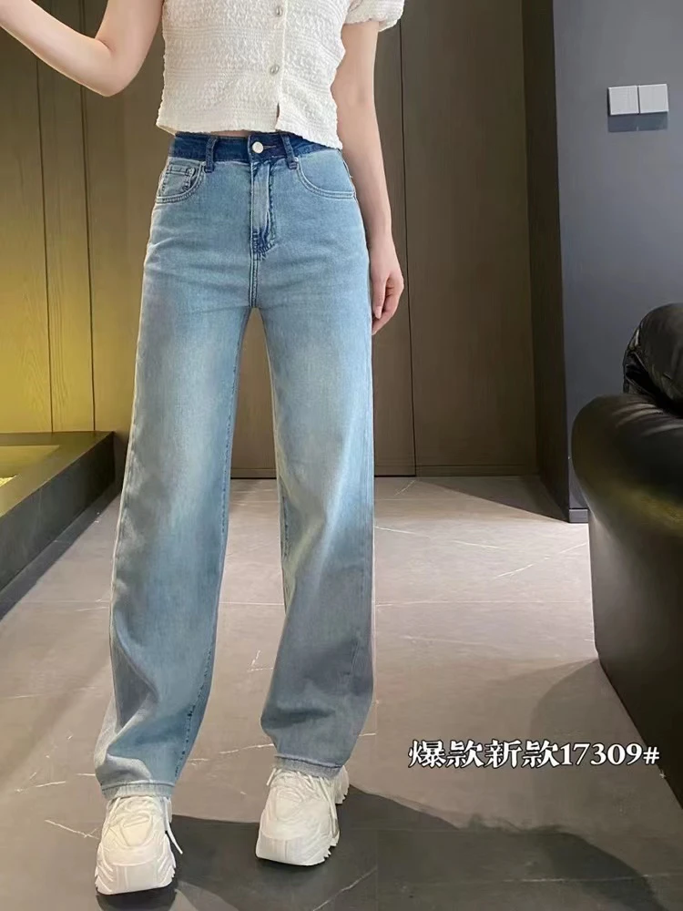 2024年夏款窄版薄料丝光棉显瘦白搭牛仔直筒裤