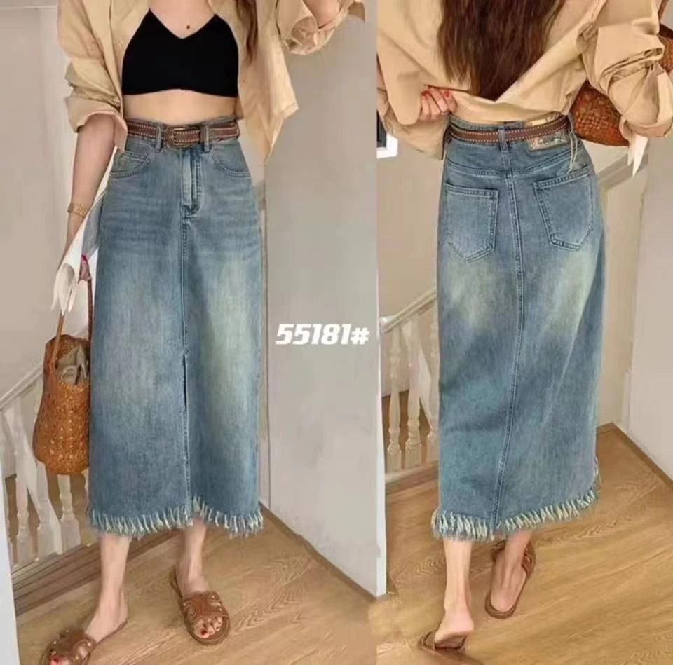 新款韩版长裙现实白搭款