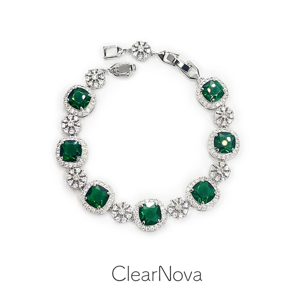 B-3961 法★Mifig【双子绿】祖母切割椭圆满镶手链