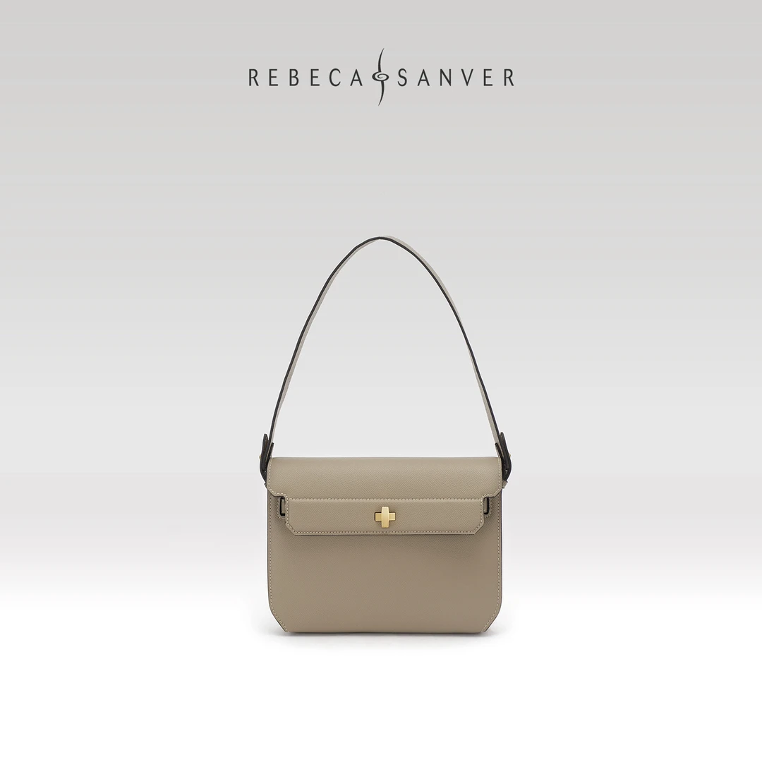 REBECA SANVER/复古凯莉包通勤牛皮邮差包轻奢