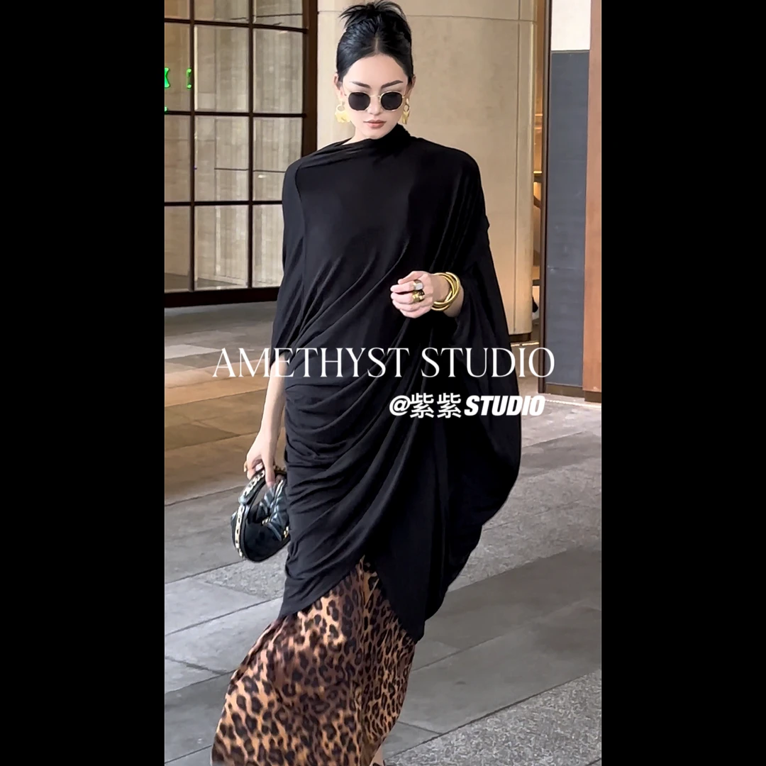 紫紫【拂月】春夏秋设计感不规则气质时尚夏季披风外套ZSJB0605