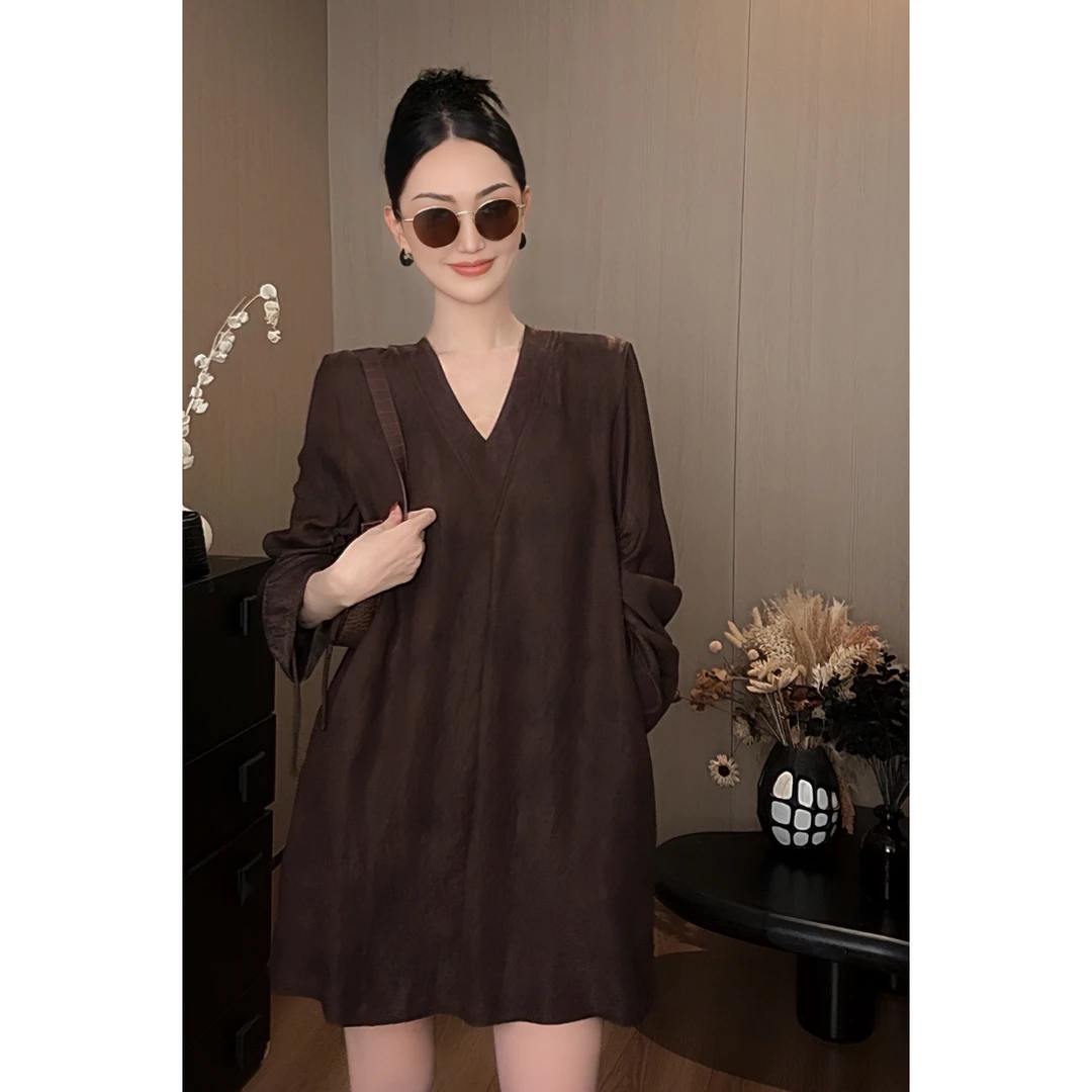 紫紫  加浓美式  廓形长款衬衫裙ZC07LZYL463