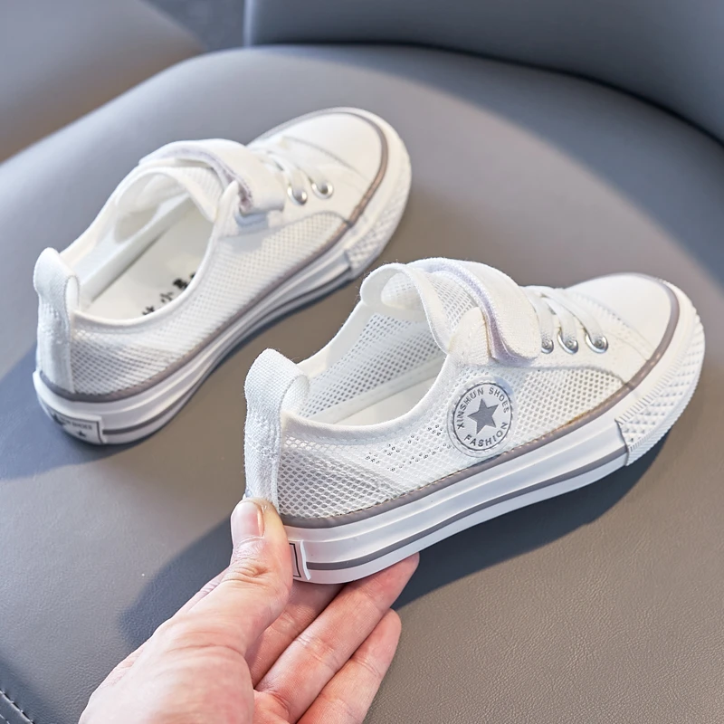 儿童小白鞋男童网鞋女童板鞋透气网面鞋子春夏款2023夏季软底1023