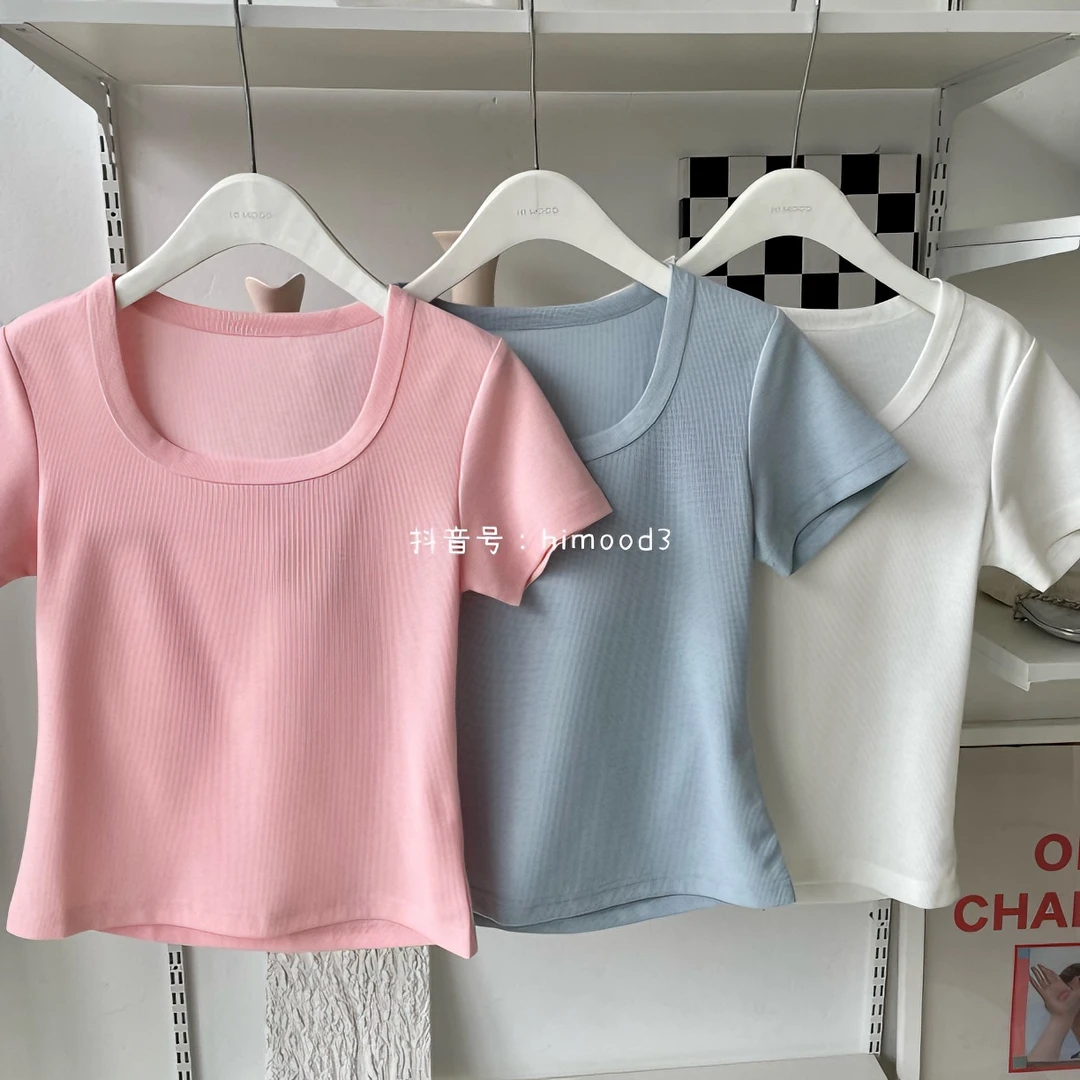 【金恩慧欧尼Himood】华夫格U领短袖T