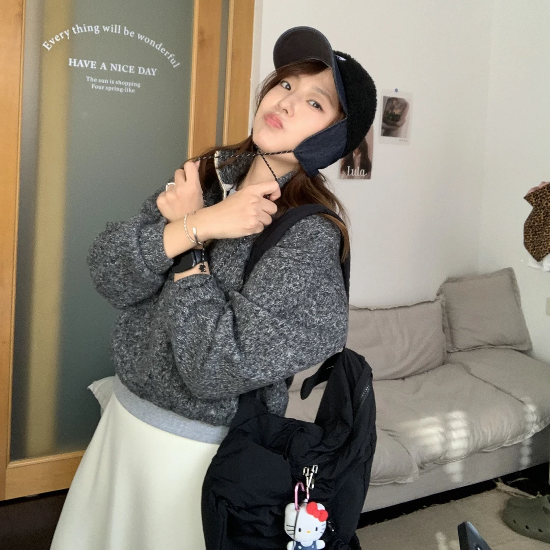 【金恩慧欧尼Hi mood】毛毛拼接贴标系绳保暖护耳飞行帽