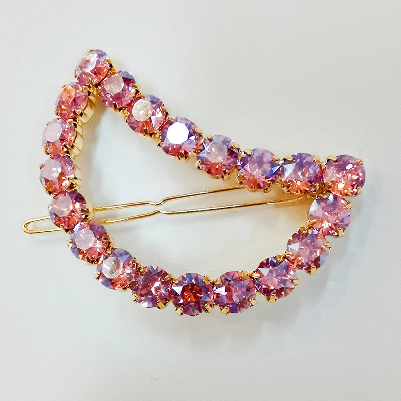 美莉昕韩国施华洛水晶发夹6公分月亮款青蛙扣发饰简约饰品轻奢