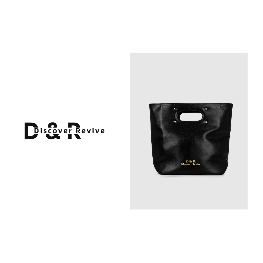 Discover  Revive新款黑色简约设计便携轻奢手工托特手提包（E783）