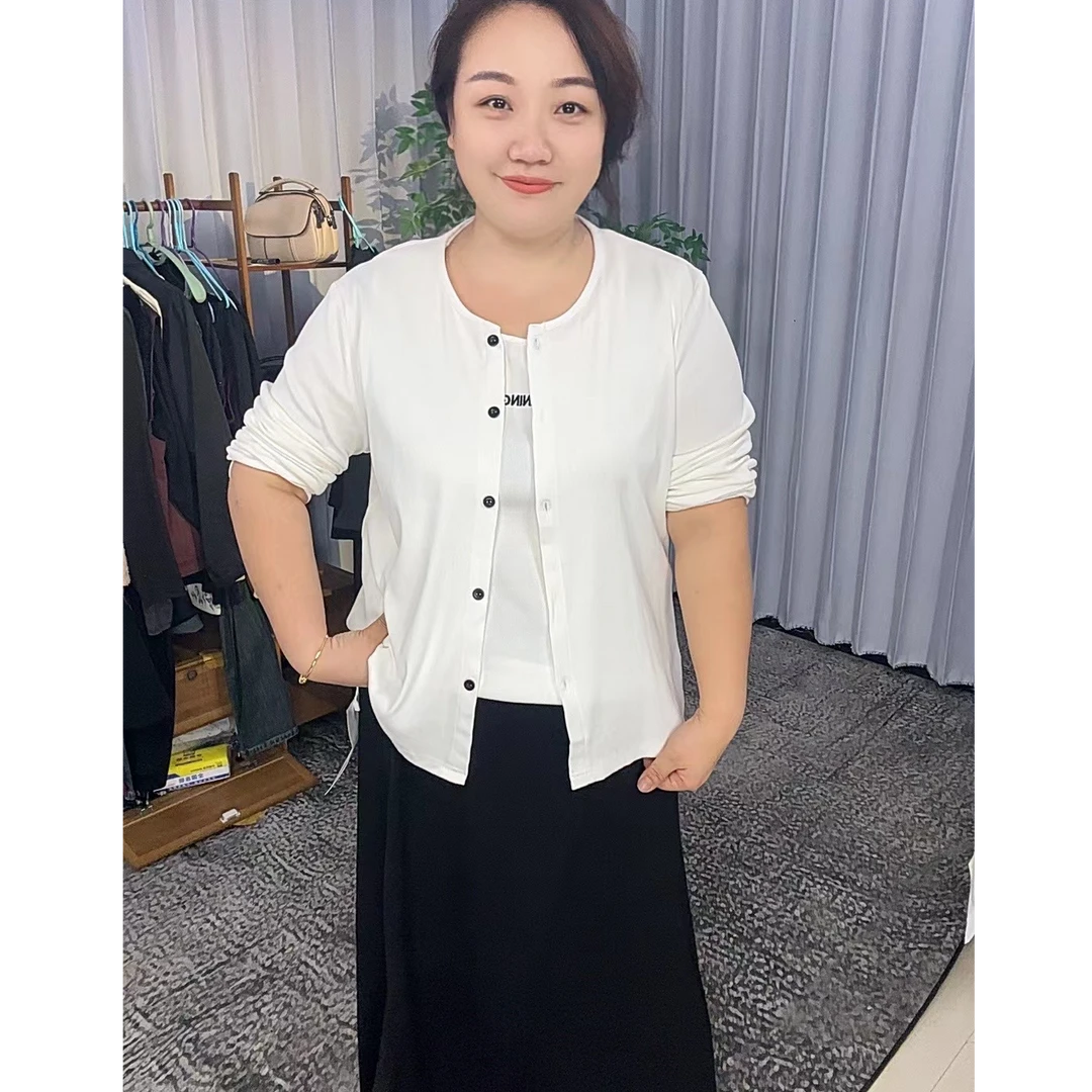 【楠楠大码】螺纹棉背心开衫两件套B03