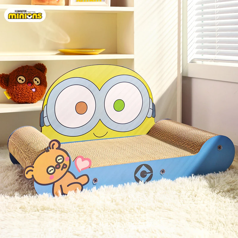 Hoopet小黄人系列沙发宠物耐磨自嗨解闷玩具猫大号瓦楞纸猫抓板