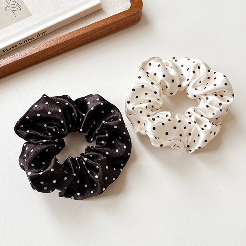 法式气质波点大肠发圈高弹力马尾头绳时尚百搭丸子头发绳头饰批发