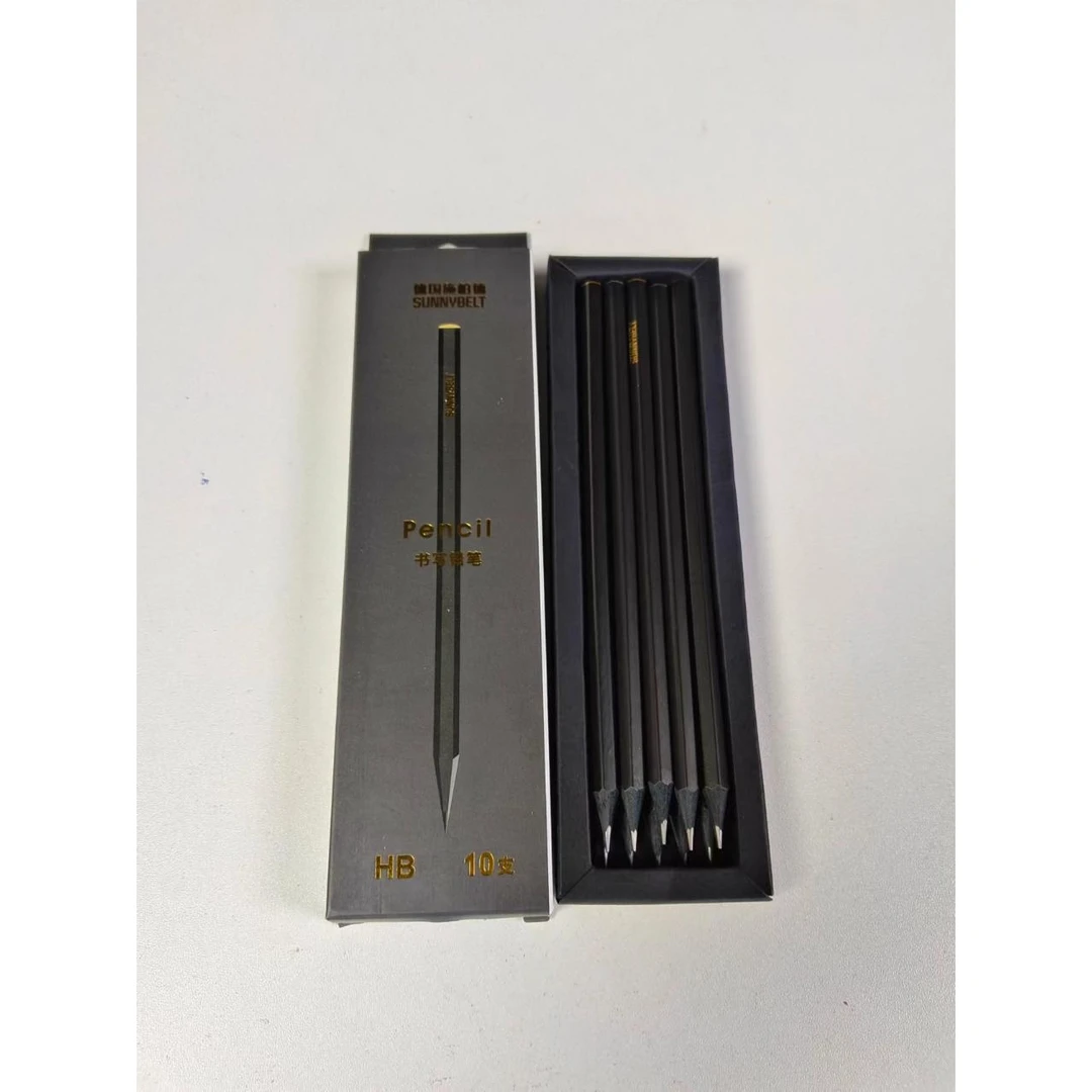 施柏德学生HB黑杆黑木10支装高级书写铅笔TC5706