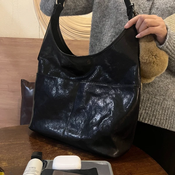 【红与黑】知女 2024秋冬新款水晶植鞣牛皮百搭时尚单肩斜挎女包