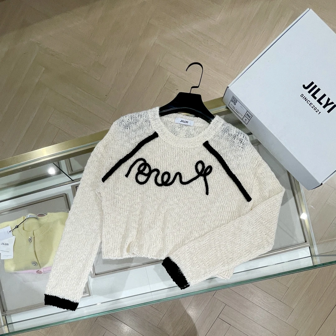 【JILLYI 手写温柔】粗针手缝重磅款纯色针织毛衣套头打底秋冬网红