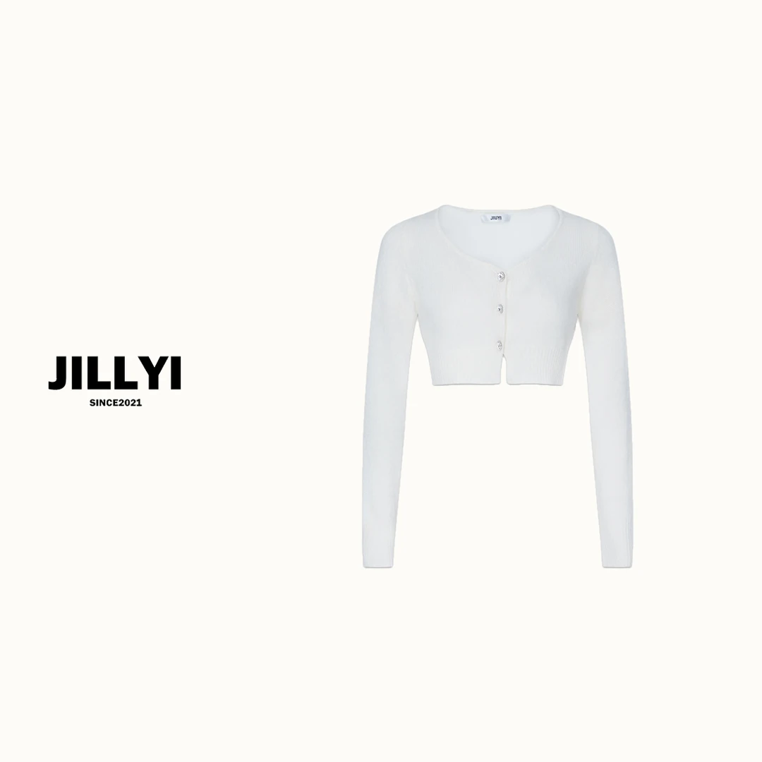 jillyi【方糖恋人】时尚百搭气质修身显瘦一眼爱上的针织2色开衫女