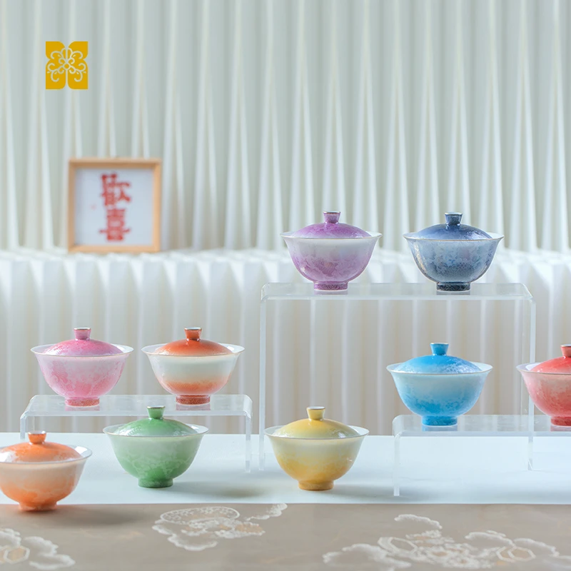 古帛扒花 花神盖碗《十二花神》景德镇制手工高档茶具礼盒套组 盖碗