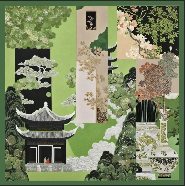 【中方巾】原创小众新中式中国风丝巾送礼礼品桑蚕丝羊毛丝巾 65*65