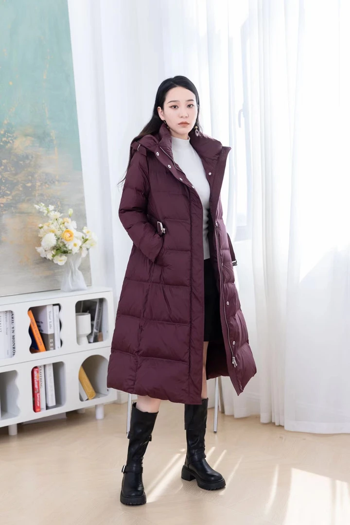 白鹅绒长款羽绒服三防双层高密保暖御寒24109