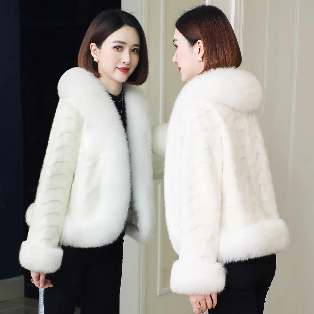 真水貂外套2025新款短款皮草狐狸领年轻毛大衣海宁百搭显瘦正品