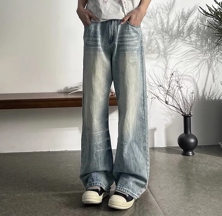 水洗牛仔裤男女同款百搭美式直筒