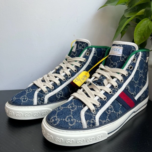 GUCCI/古驰39.5欧码牛仔蓝老花1977板鞋无配成色自定义时尚wdf570