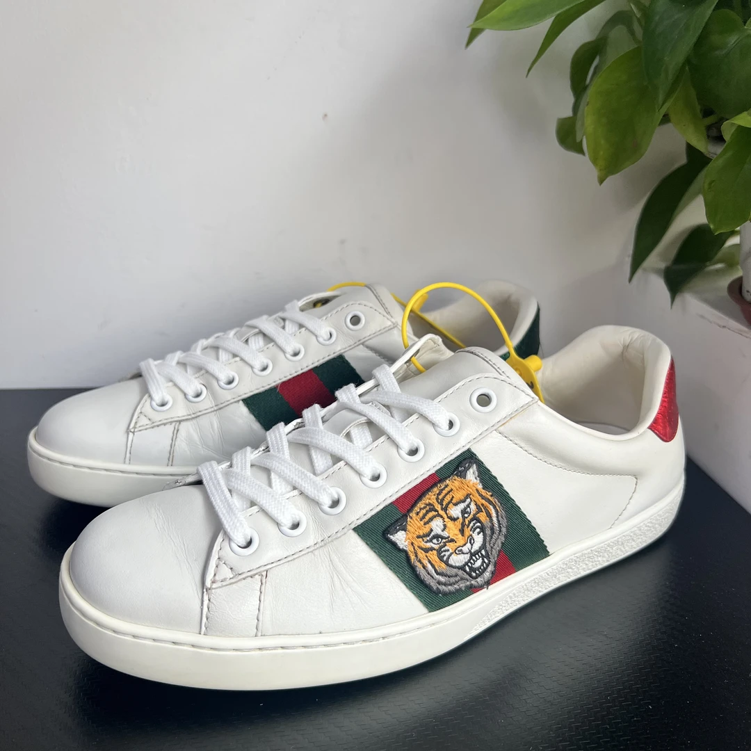 GUCCI/古驰39/43欧码老虎刺绣小白板鞋无配件成色自定义wdf393
