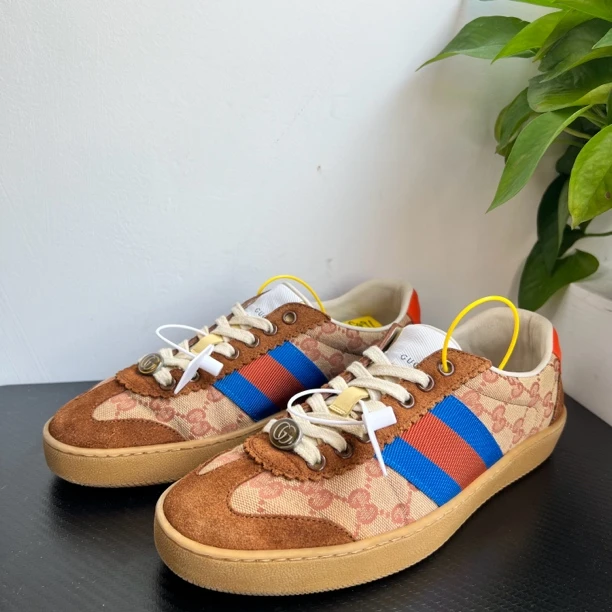 GUCCI/古驰41欧码棕老花德训板鞋无配件成色自定义zg268男士时尚