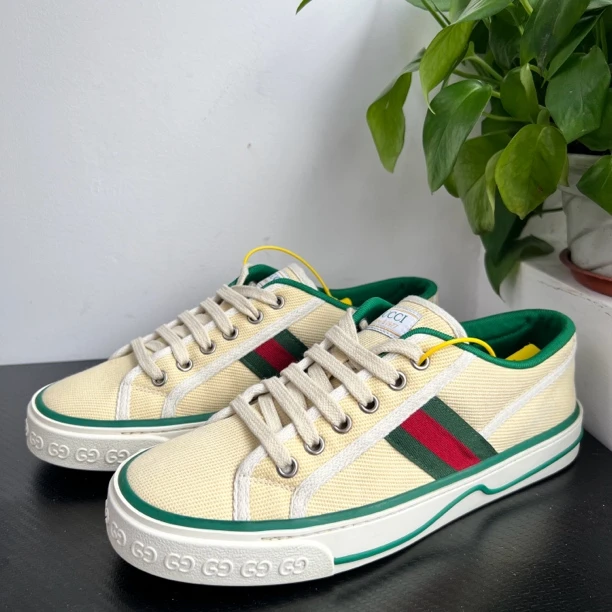 95新 GUCCI/古驰 多尺码奶油黄1977板鞋/百搭/时尚/潮流/