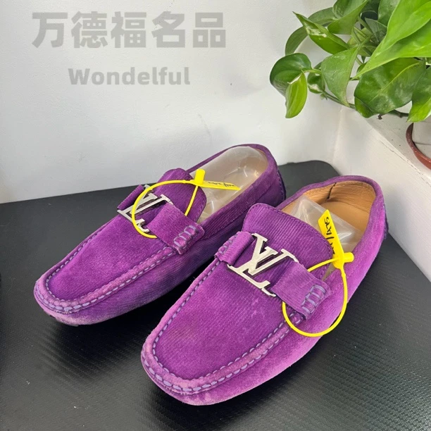 LouisVuitton/路易威登40.5欧码紫色麂皮豆豆鞋成色自定义wdf242