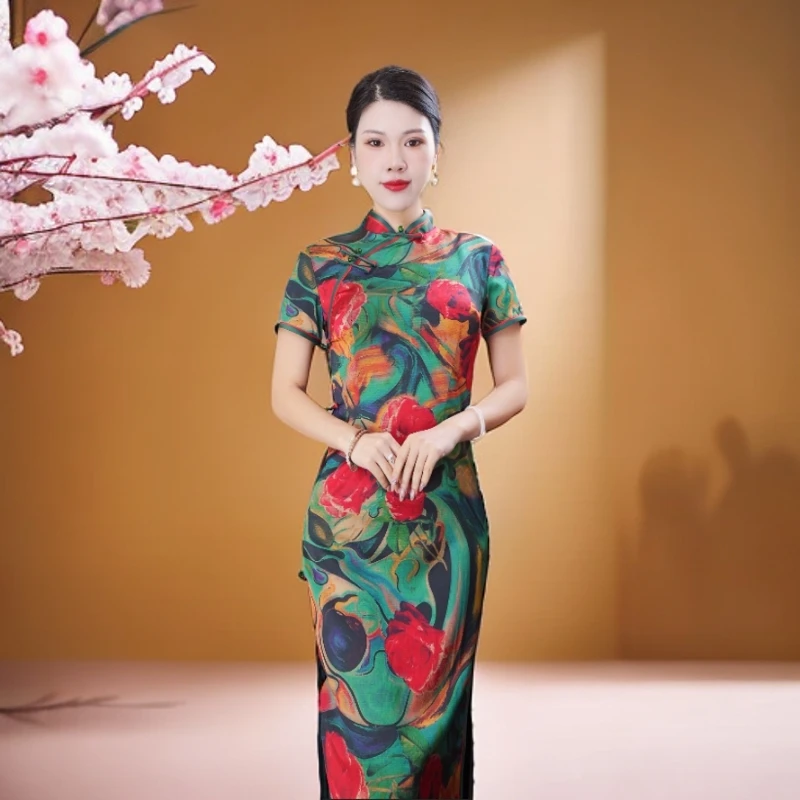 花前月下 2024年新款 日常复古经典改良老上海旗袍显瘦气质