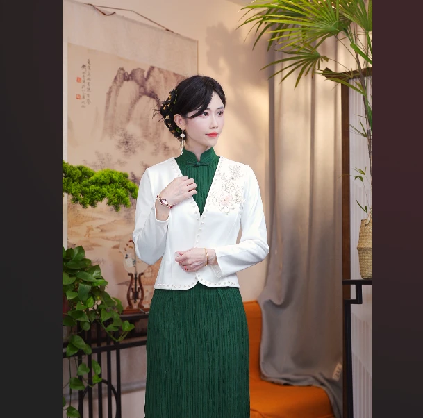 牡丹 2024年新款 改良旗袍披肩外套