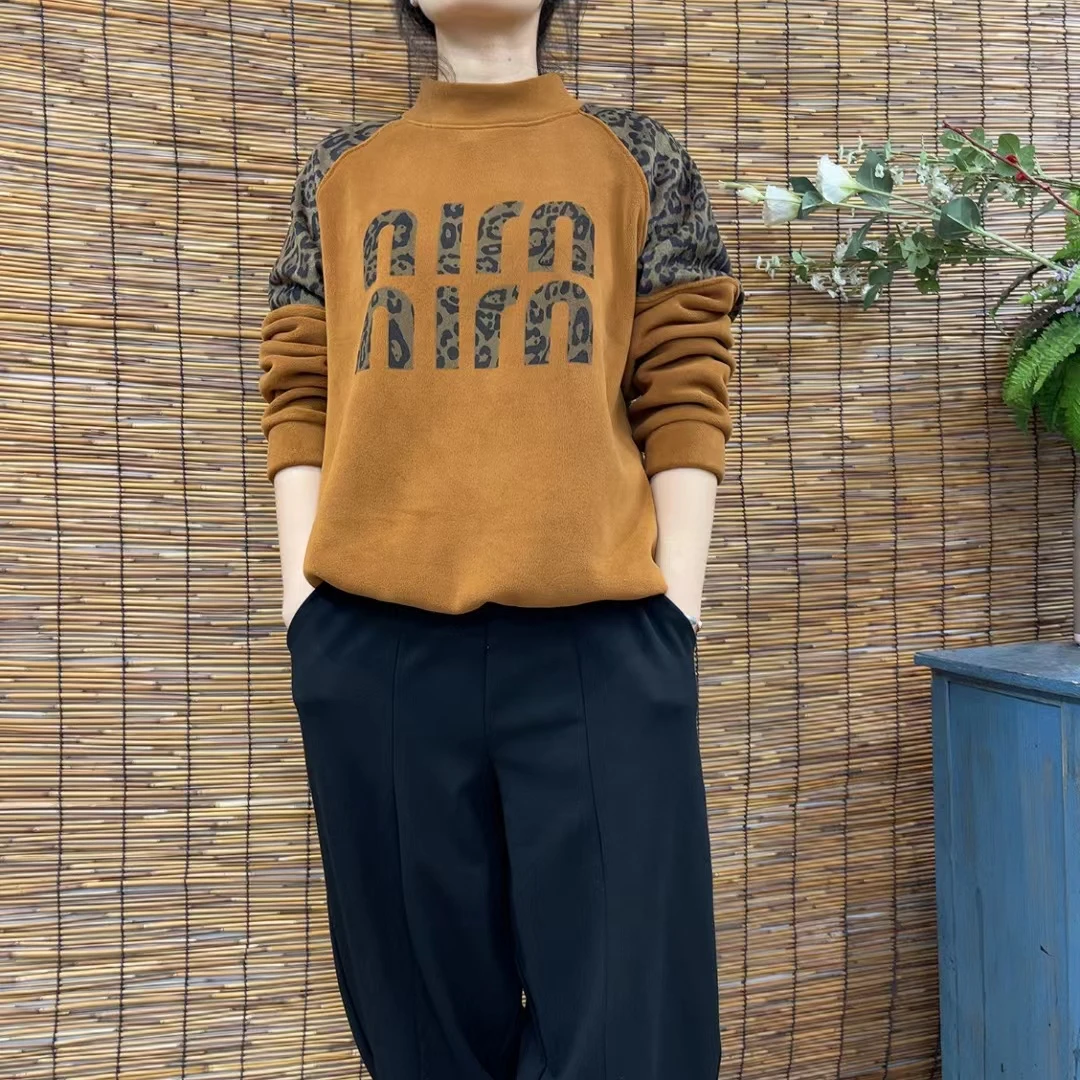 6832新款加绒休闲百搭气质减龄长袖上衣T恤