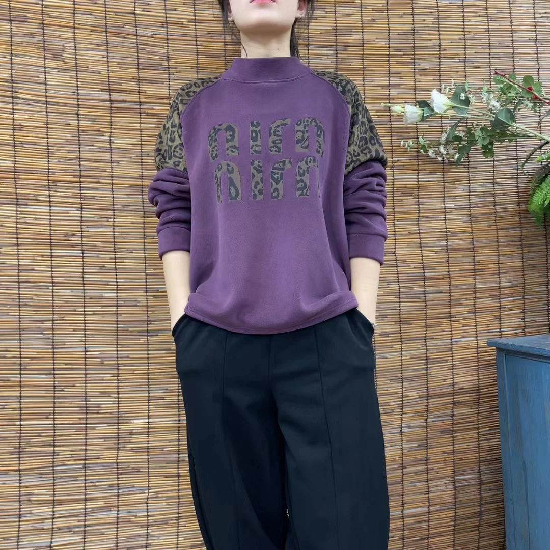 6827新款加绒休闲百搭气质减龄长袖上衣T恤