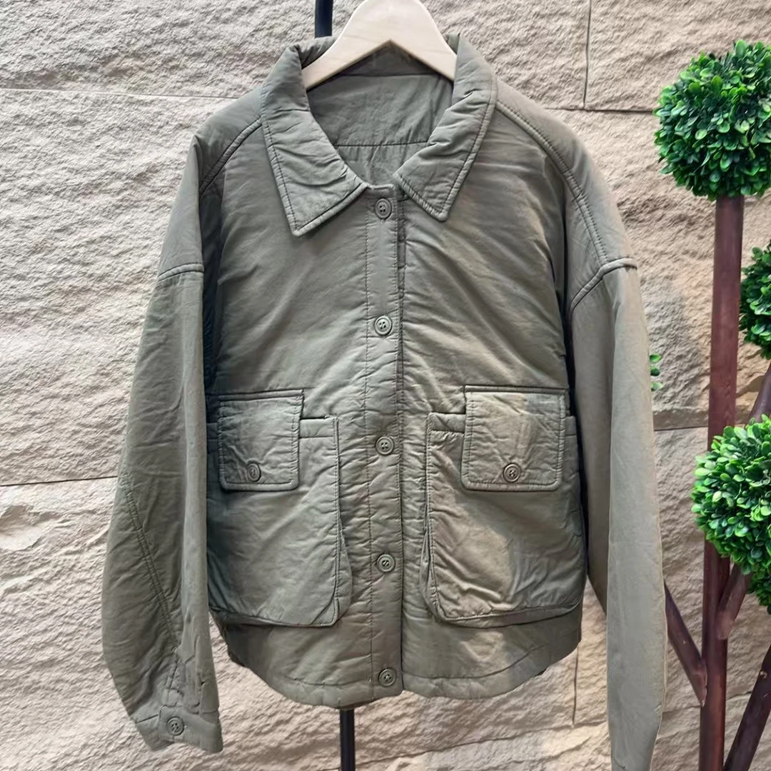 7829新款秋冬季纯色宽松休闲时尚洋气显高显瘦百搭棉服