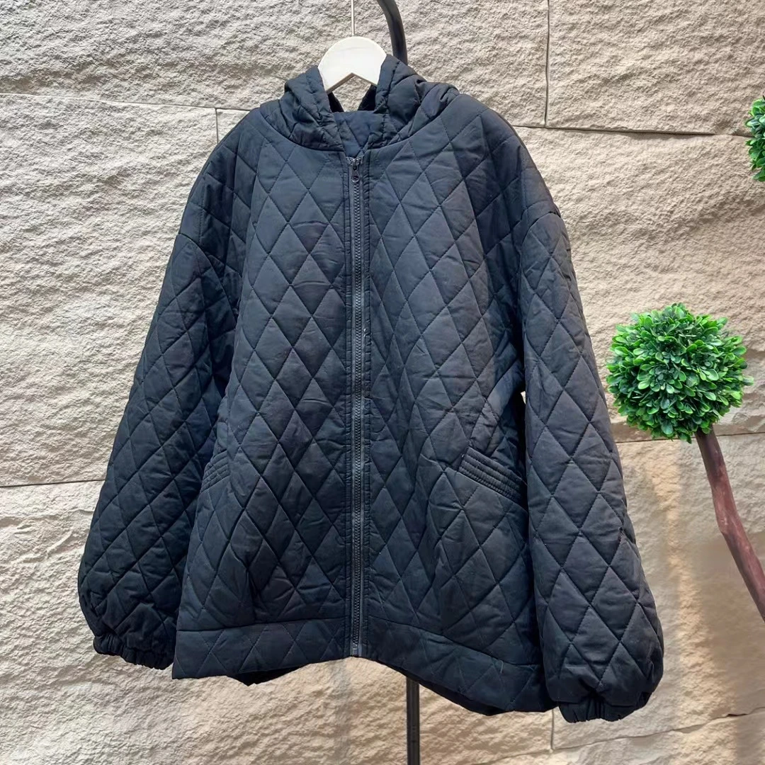 7934新款秋冬加厚休闲百搭减龄菱格连帽上衣棉服