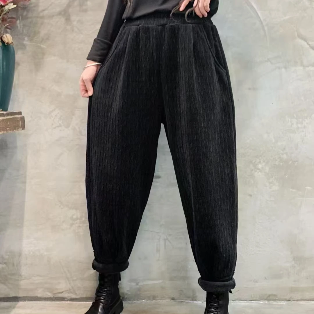 7741新款加绒秋冬休闲百搭时尚显瘦休闲哈伦裤