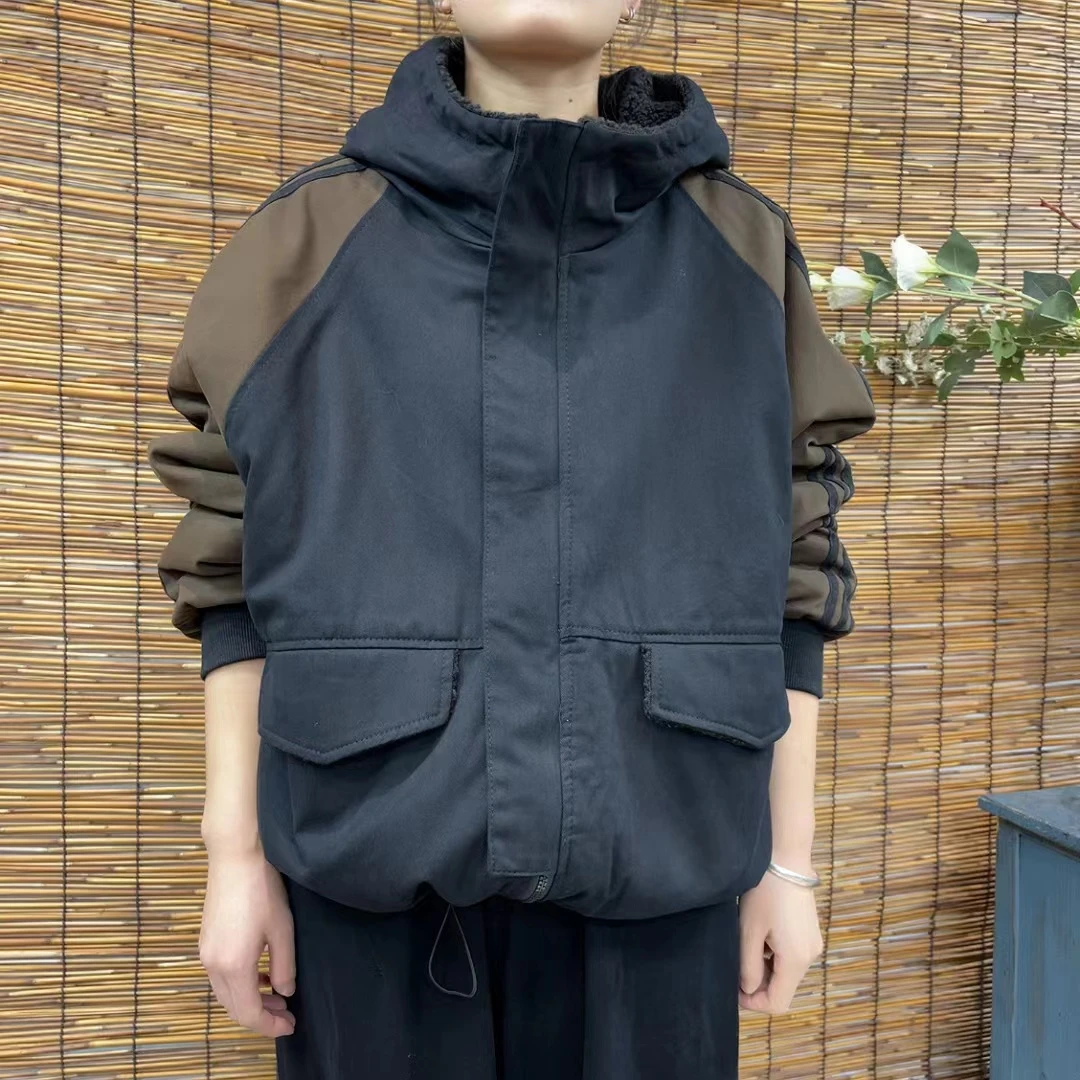 7796新款秋冬加厚休闲百搭气质减龄双面穿上衣连帽棉服