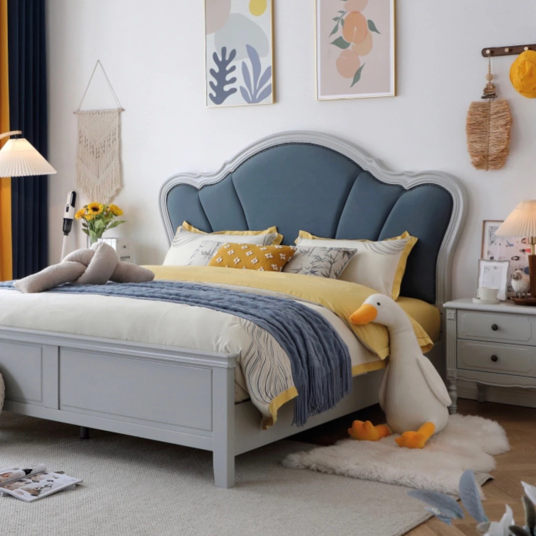 仅限同城！轻奢美式实木床1.8米主卧双人床储物软包床皮床婚床