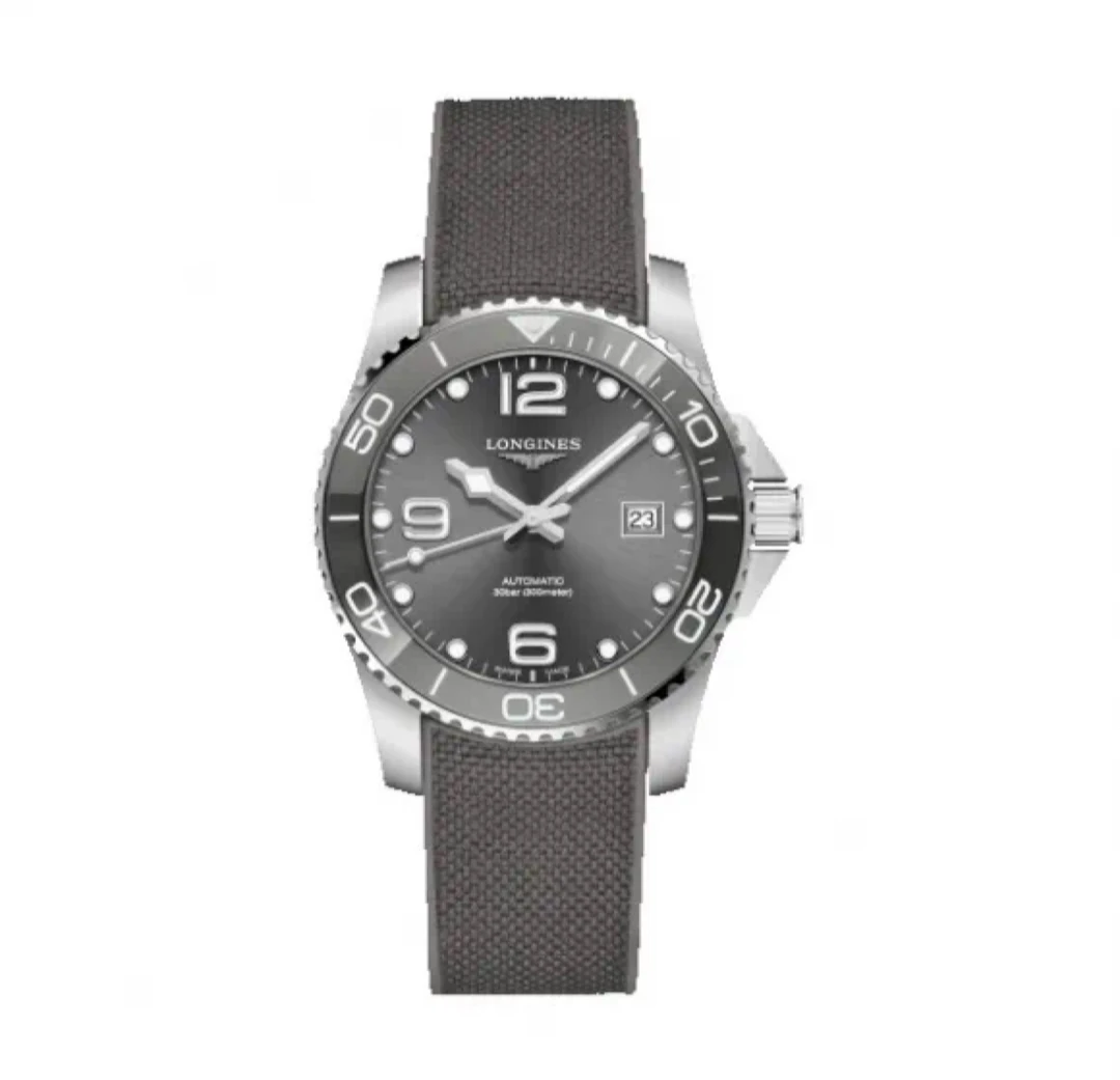 99新 Longines/浪琴 康卡斯灰盘胶带781/全套/公价14600/表径41mm