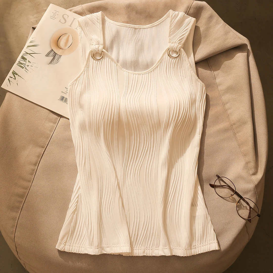 白色百搭针织吊带背心女装内搭高档甜辣修身打底无袖上衣外穿新款