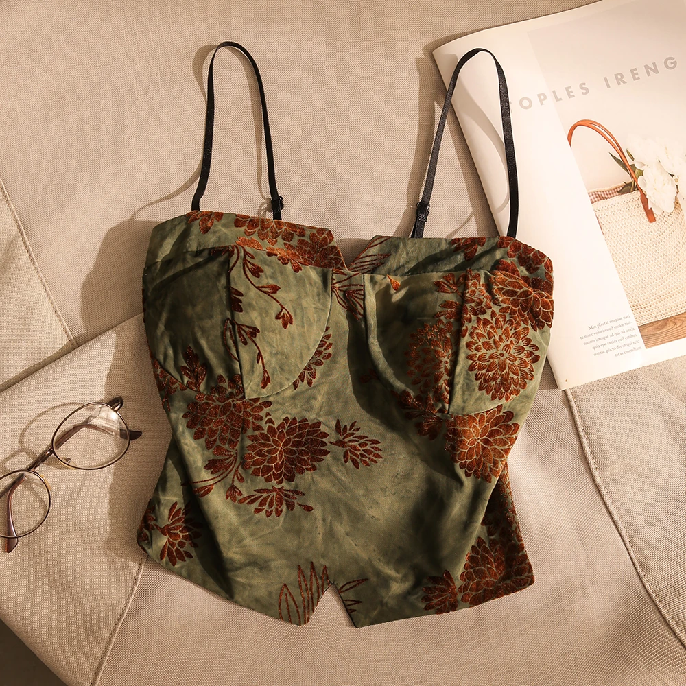 新中式国风吊带背心女打底内搭带胸垫复古抹胸短上衣外穿配马面裙