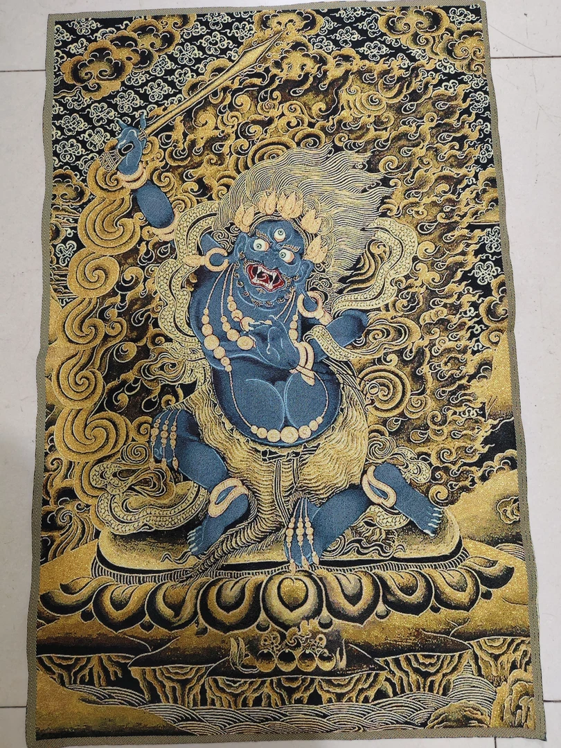 不动明王织锦刺绣五层堆绣唐卡成品画心实拍。60✘90厘米.